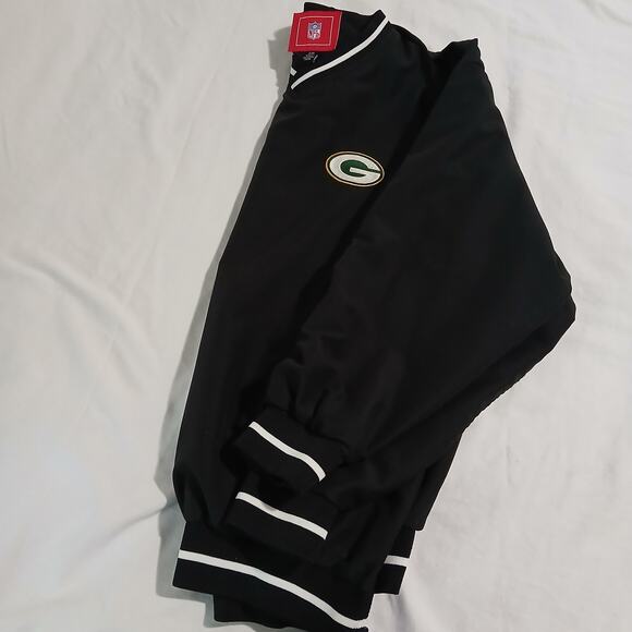 NFL Green Bay Packers Men's Small Windbreaker Pullover Black Side Zip Lined - Picture 4 of 12